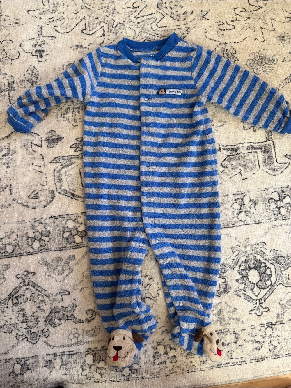 Carter's Blue and Gray Striped Baby Footie One-Piece